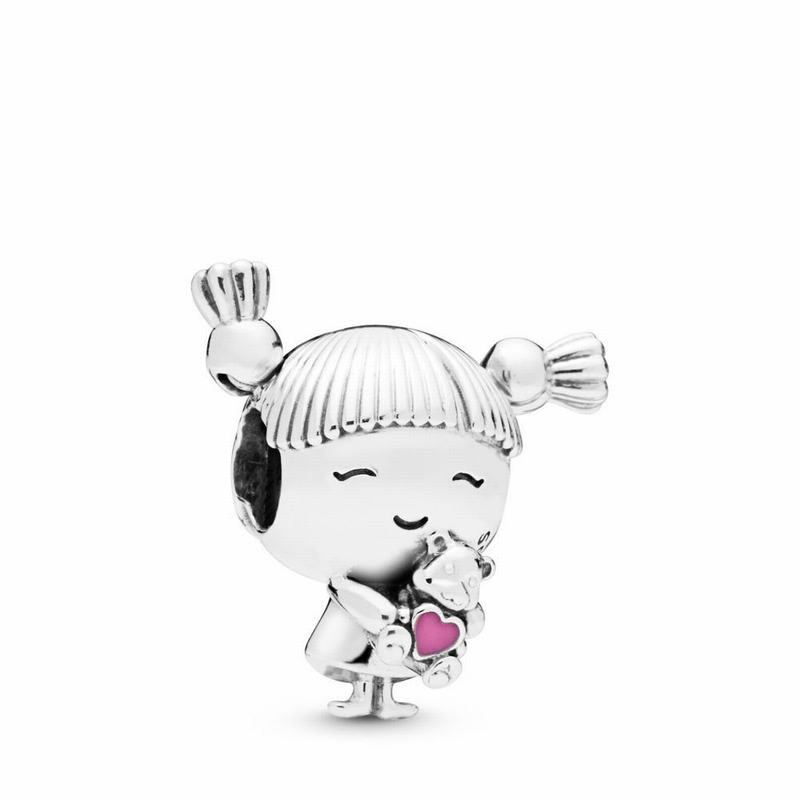 Pandora Girl With Pigtails Charm Ireland - Sterling Silver/Enamel/Pink - 920571ATI